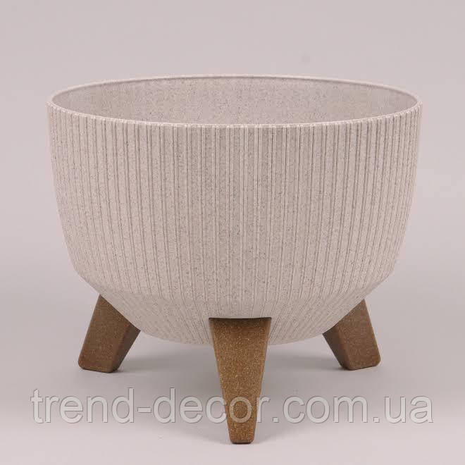 Горщик пластмасовий Misa Roma JUMPER ECO WOOD білий 40см.