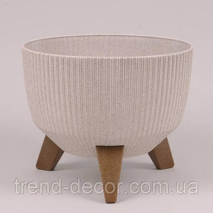 Горщик пластмасовий Misa Roma JUMPER ECO WOOD білий 29см., фото 1