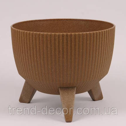 Горщик пластмасовий Misa Roma JUMPER ECO WOOD натуральне дерево 29см., фото 1