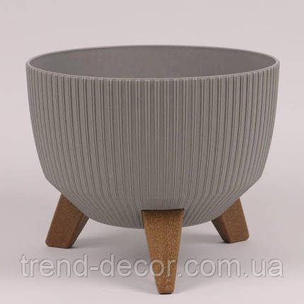 Горщик пластмасовий Misa Roma JUMPER ECO WOOD сірий 29см., фото 1