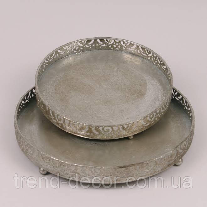 Комплект металевих підносів 2 шт. зістарене срібло 34532