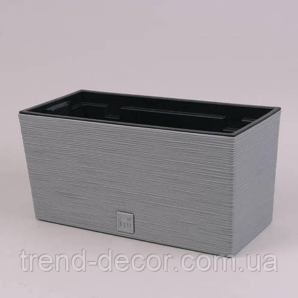 Горщик пластмасовий з вкладом FURU CASE бетон 39см., фото 1