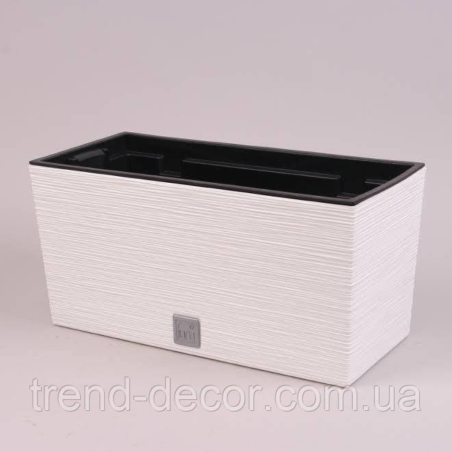 Горщик пластмасовий з вкладом FURU CASE білий 39см.