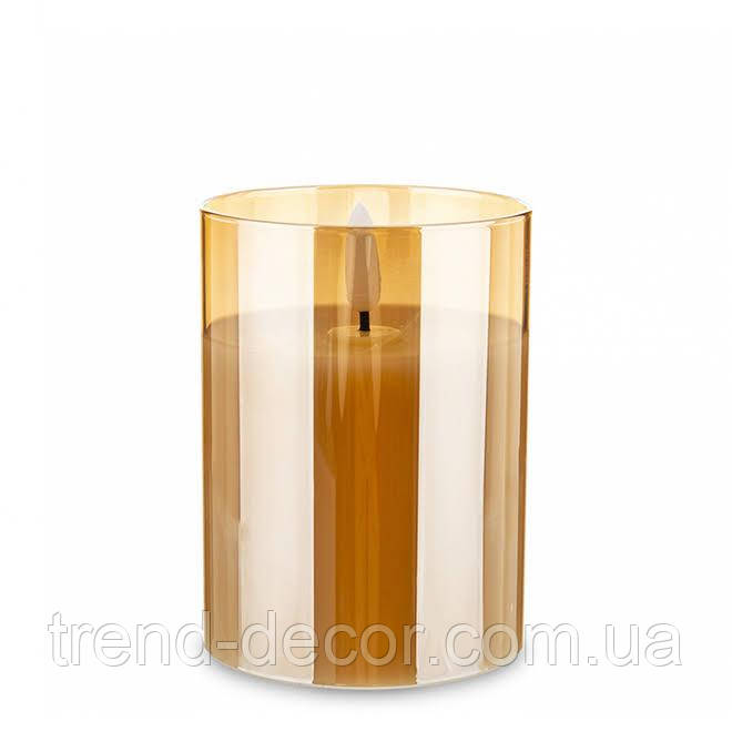Свічка LED в склі з таймером D-7,5 см. H-10 см. 34474