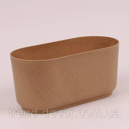 Горщик пластмасовий овальний Satina ECO Wood натуральне дерево 27см., фото 1