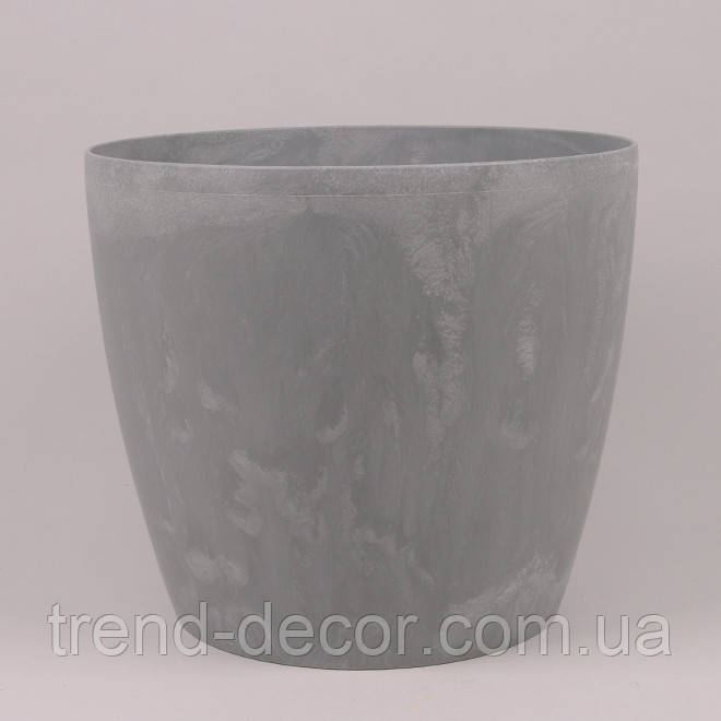 Горщик пластмасовий Magnolia Eco recycled сірий бетон 13.5 см.