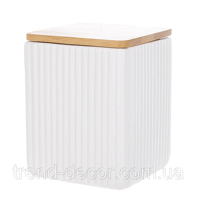 Банка керамічна з бамбуковою кришкою Scandi White 900 мл. 33490