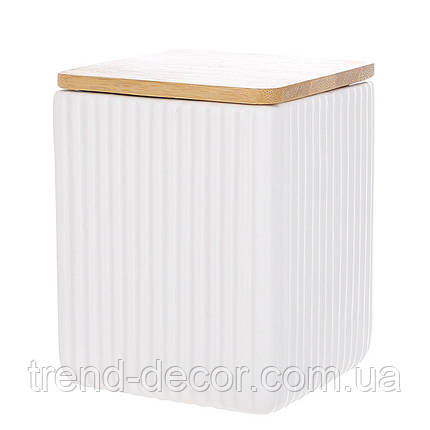 Банка керамічна з бамбуковою кришкою Scandi White 900 мл. 33490, фото 1