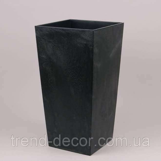 Горщик пластмасовий з вкладом FINEZJA ECO recycled чорний бетон 40х40см.
