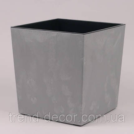 Горщик пластмасовий з вкладом JUKA ECO recycled сірий бетон 19х19см., фото 1