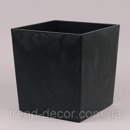 Горщик пластмасовий з вкладом JUKA ECO recycled чорний бетон 30х30см., фото 1