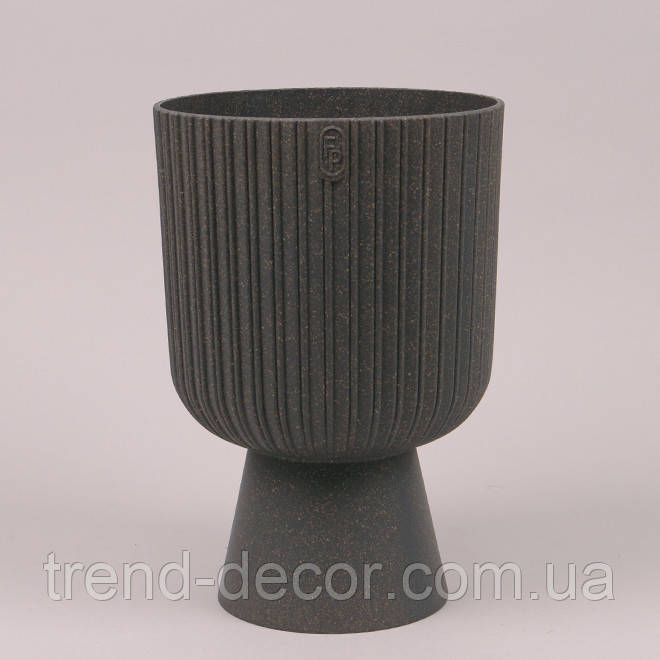 Горщик пластмасовий Keli Mika Petit ECO WOOD антрацитовий 18см.