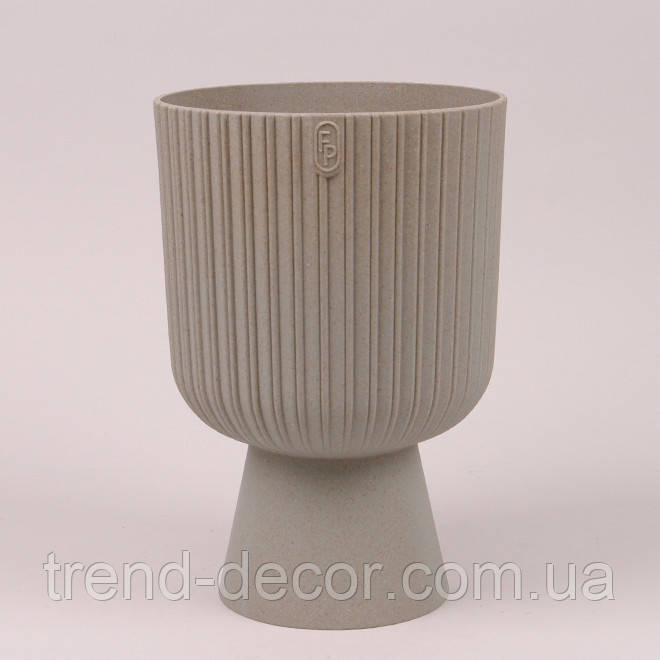 Горщик пластмасовий Keli Mika Petit ECO WOOD платиновий 14 см.