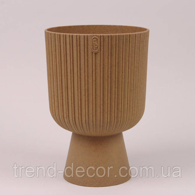 Горщик пластмасовий Keli Mika Petit ECO WOOD натуральне дерево 14 см.