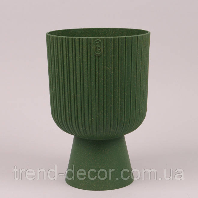 Горщик пластмасовий Keli Mika Petit ECO WOOD зелений лісовий 14 см.