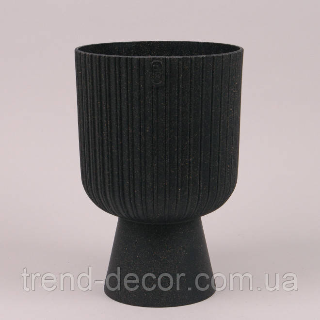 Горщик пластмасовий Keli Mika Petit ECO WOOD чорний 14см.