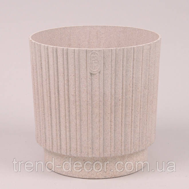 Горщик пластмасовий Mika Cyli Petit ECO WOOD білий 14см.