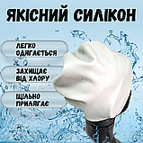 Плавальна купальна красива шапочка для аквааеробіки, Шапочка на довге волосся Hechpro біла (HP268), фото 2