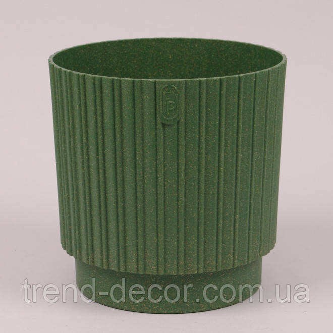 Горщик пластмасовий Mika Cyli Petit ECO WOOD зелений лісовий 22см.