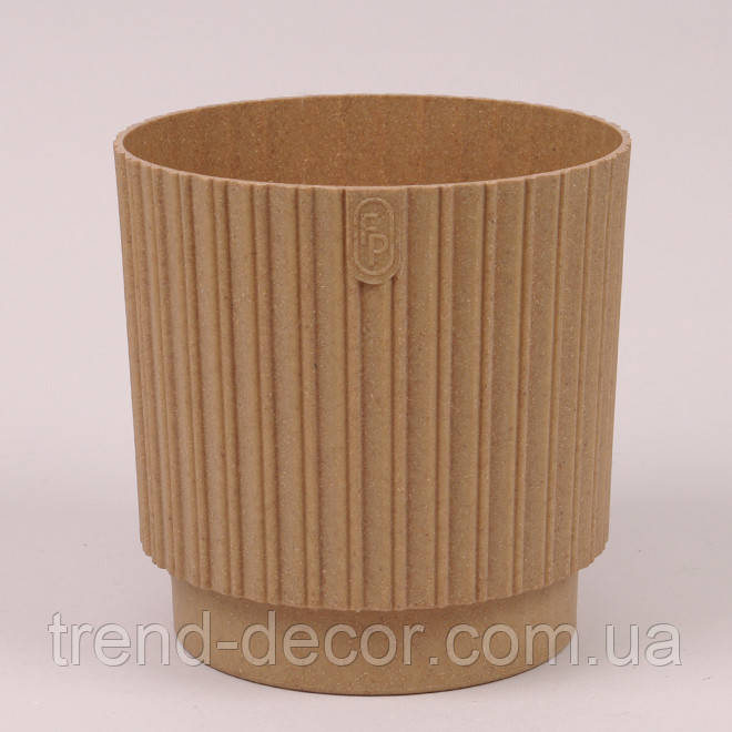Горщик пластмасовий Mika Cyli Petit ECO WOOD натуральне дерево 18см.