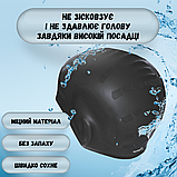 Плавальна купальна красива шапочка для аквааеробіки, Шапочка на довге волосся Hechpro чорна (HP268), фото 3
