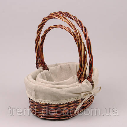 Комплект коричневих кошиків з тканиною 3 шт. 45329, фото 1