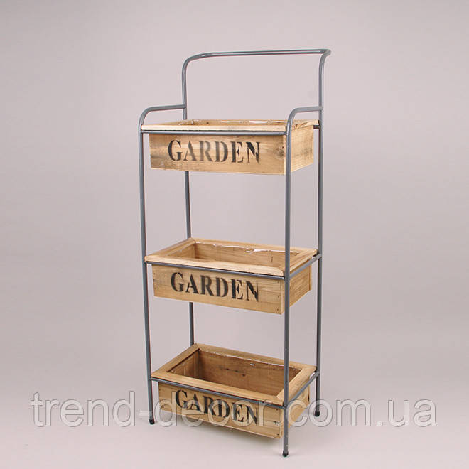 Підставка декоративна металева з дерев'яними кашпо GARDEN 88 см. 45407
