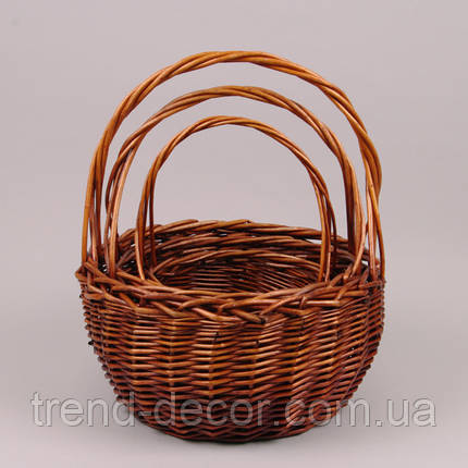 Комплект коричневих кошиків із лози 3 шт. 45366, фото 1