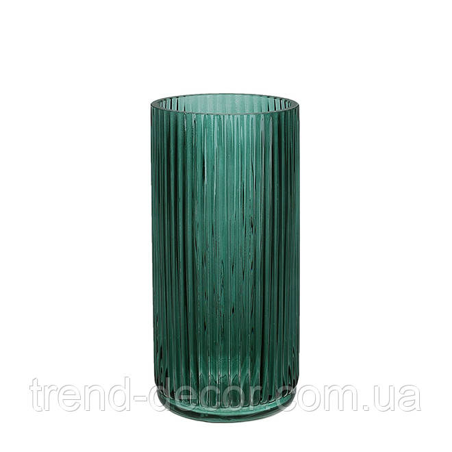 Ваза скляна Emerald смарагдова 19 см. 33599