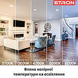 Led світильник вбудований накладний 18W ETRON 5000K ІР20 універсальний монтаж, фото 4