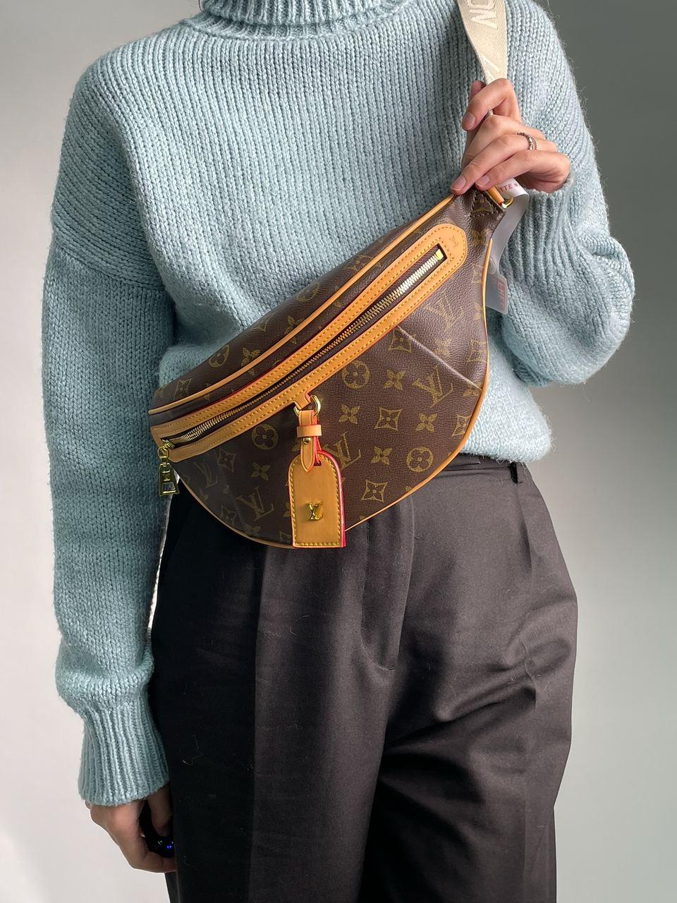 Жіноча шкіряна поясная сумка бананка Louis Vuitton коричнева