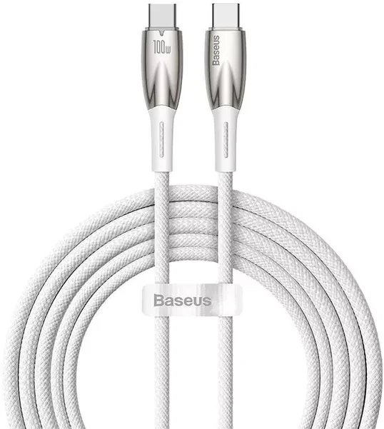 Кабель Baseus Glimmer Series Fast Charging Cable Type-C to Type-C 100W 2m CADH000802 White
