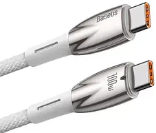 Кабель Baseus Glimmer Series Fast Charging Cable Type-C to Type-C 100W 2m CADH000802 White, фото 4