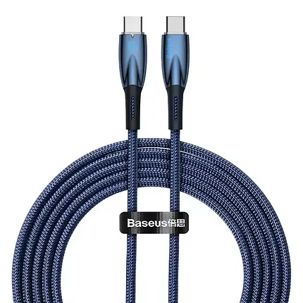 Кабель Baseus Glimmer Series Fast Charging Cable Type-C to Type-C 100W 1m CADH000703 Blue, фото 1