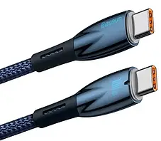 Кабель Baseus Glimmer Series Fast Charging Cable Type-C to Type-C 100W 1m CADH000703 Blue, фото 4