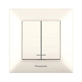 Panasonic Вимикач Panasonic Arkedia Slim двоклавішний з підсвіткою, кремовий WNTC00102BG-UA