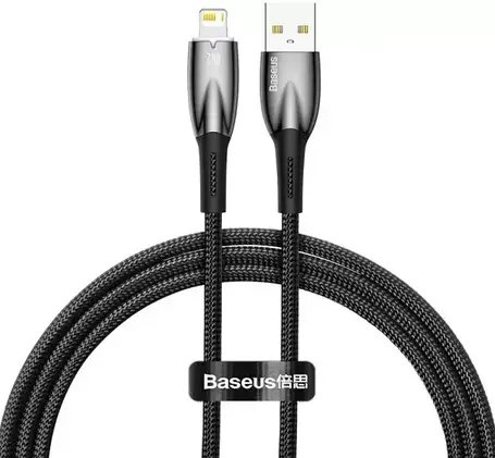 Кабель Baseus Glimmer Series Fast Charging Cable USB to Lightning 2.4A 1m CADH000201 Black, фото 1