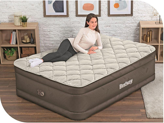 Надувне велюрове ліжко — матрац із насосом Bestway 203 x 152 x 51 см