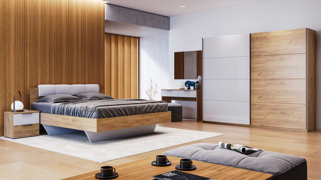 Модульна спальня спальний гарнітур з туалетним столиком шафою купе в скандинавському стилі Асті Миро-Марк