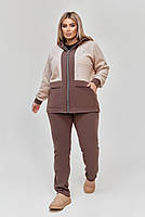 Костюм жіночий теплий з тринитки на флісі з хутром Тедді (Батал), фото 4