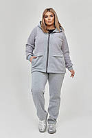 Костюм жіночий теплий з тринитки на флісі з хутром Тедді (Батал), фото 9