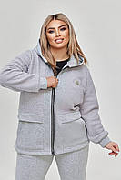 Костюм жіночий теплий з тринитки на флісі з хутром Тедді (Батал), фото 8