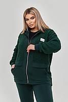 Костюм жіночий теплий з тринитки на флісі з хутром Тедді (Батал), фото 2