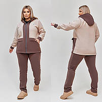 Костюм жіночий теплий з тринитки на флісі з хутром Тедді (Батал), фото 3