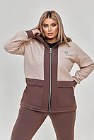 Костюм жіночий теплий з тринитки на флісі з хутром Тедді (Батал), фото 5