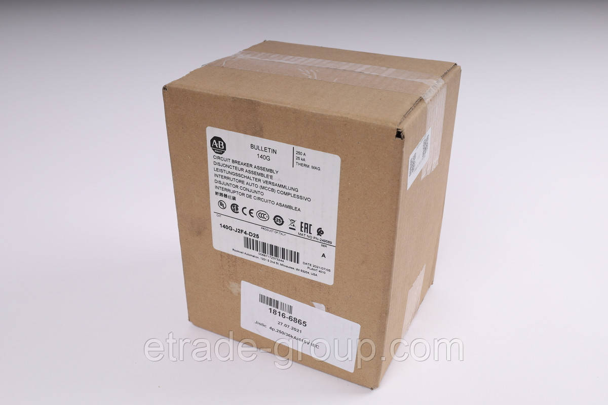 Автоматичний вимикач з литим корпусом на 250 А, тип J Allen-Bradley 140G-J2F4-D25