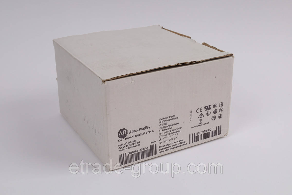 Джерело живлення 480W, вихід 24VDC, 20A Allen-Bradley 1606-XLE480EP