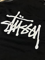 Худі Stussy Black з капюшоном Толстовка Стуссі чорна c кишенею кенгуру унісекс без флісу, фото 4