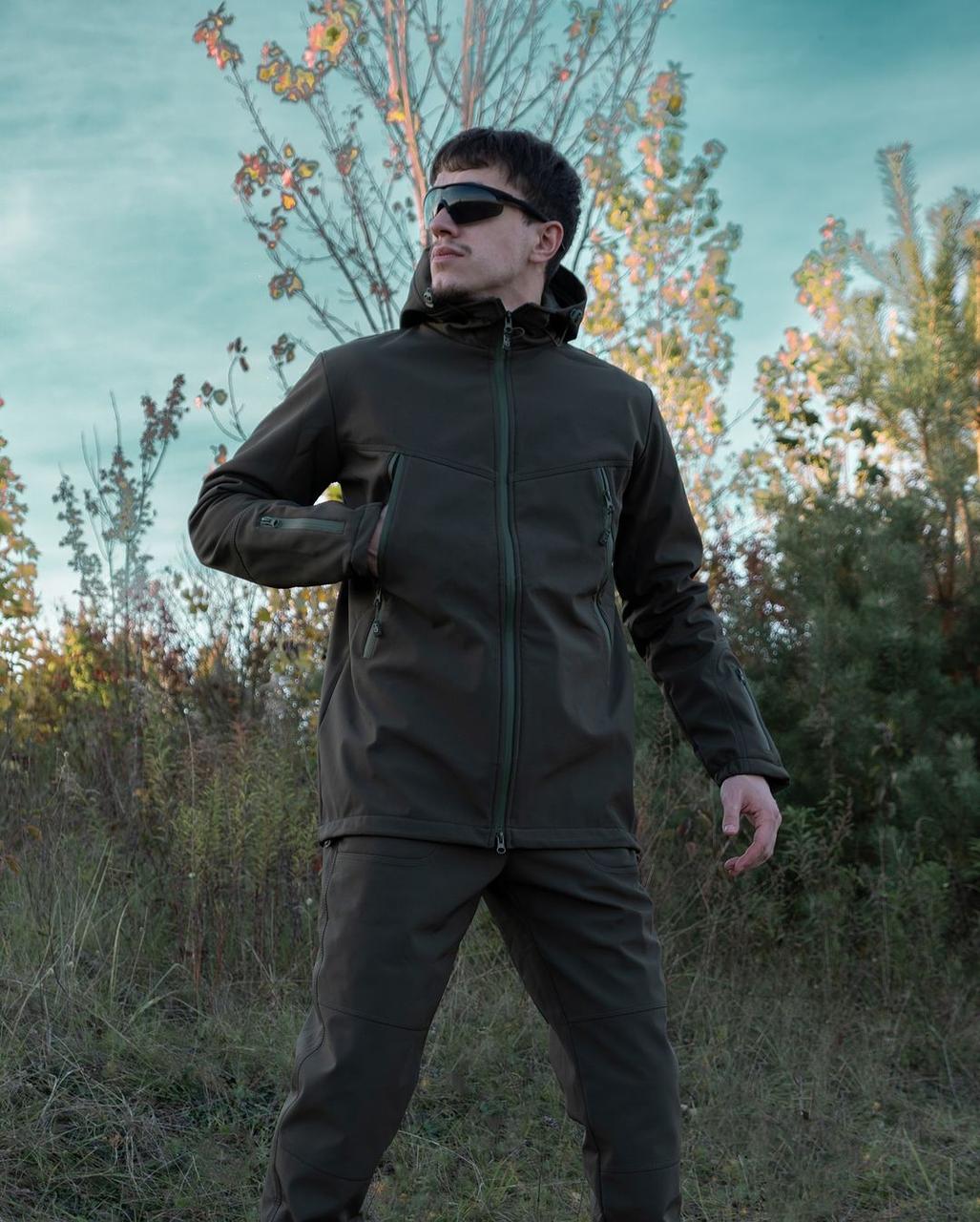 Демісезонний костюм Soft Shell на флісі в кольорі хакі