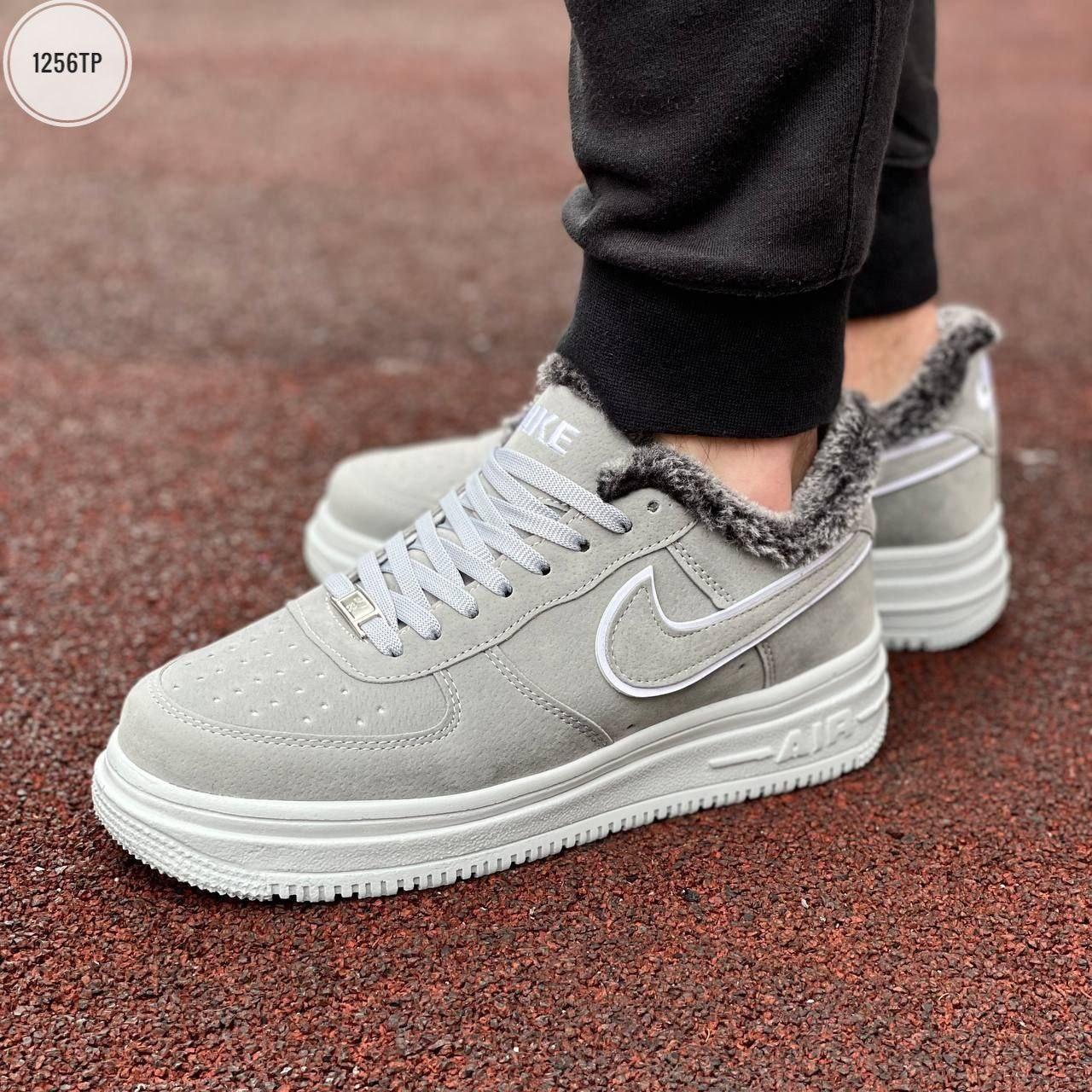 Чоловічі зимові кросівки Nike Suede Winter Grey Сірі з білим Взуття Найк Сайд натуральний замш з щільним хутром